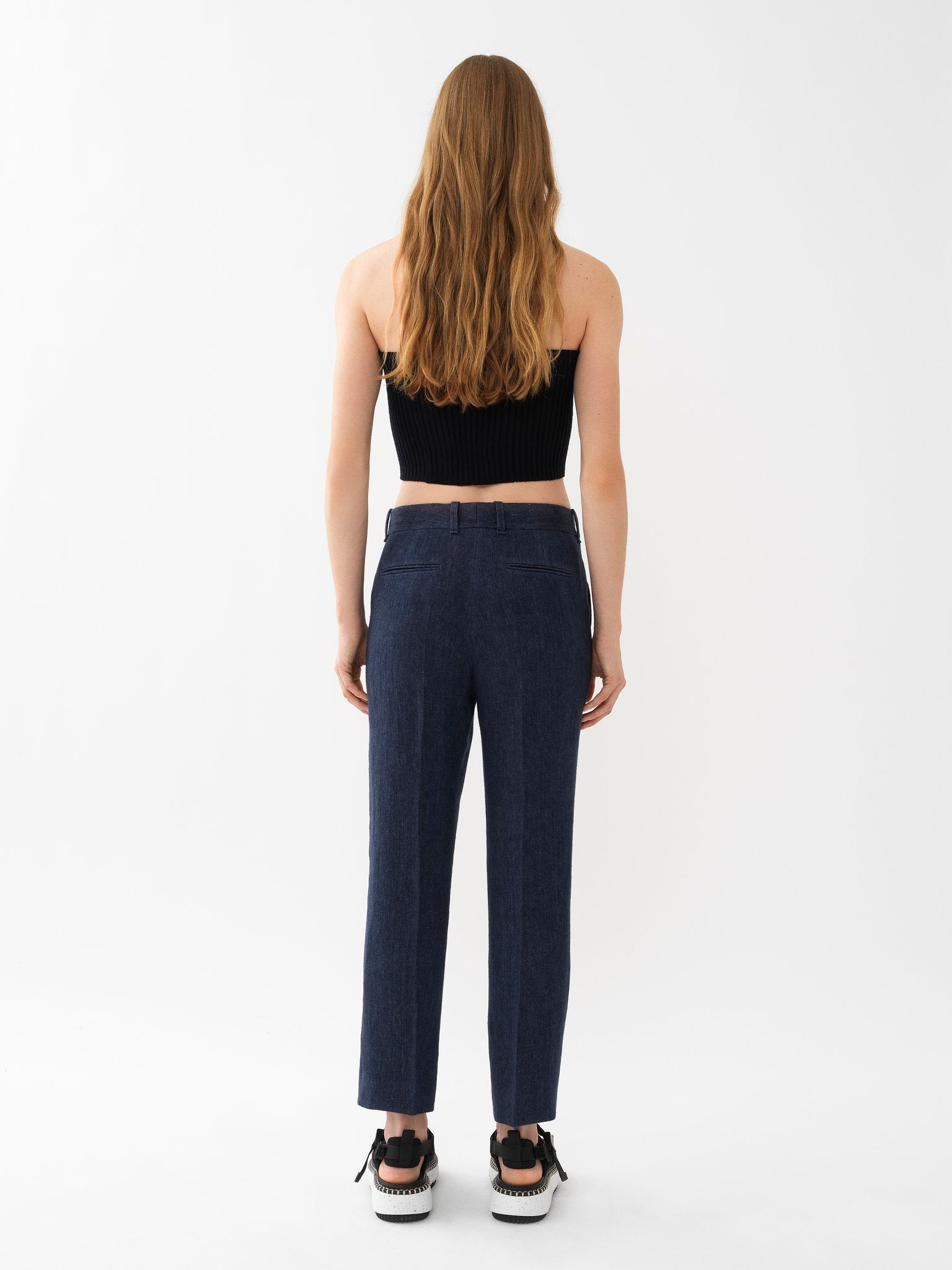 Pantalon costume court twill en lin - Deep Ocean