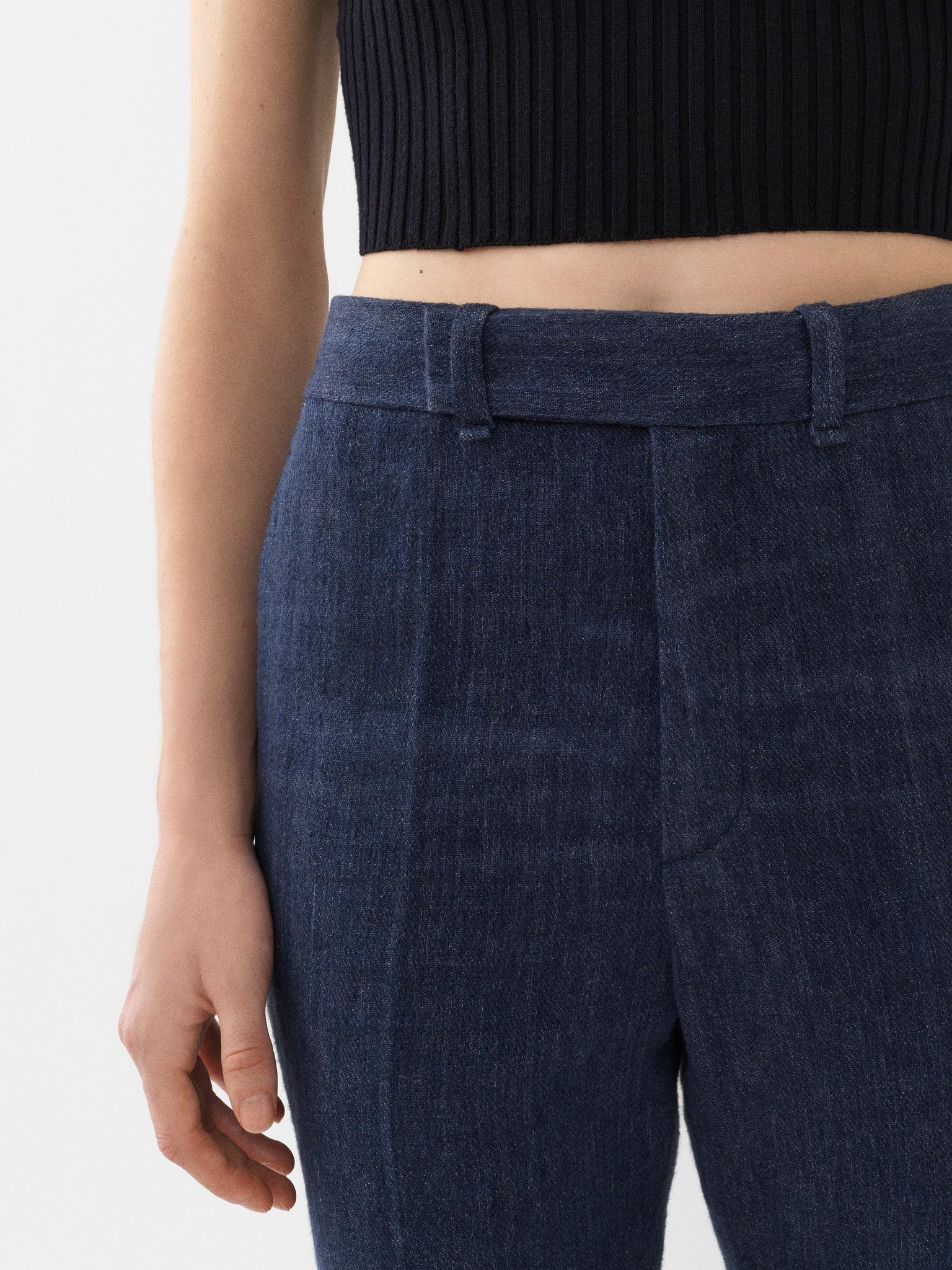 Pantalon costume court twill en lin - Deep Ocean