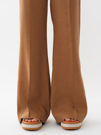 Pantalon large en lin plis marqués - Mustard Brown