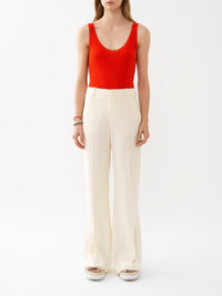 Pantalon large en lin plis marqués - Seedpearl Beige