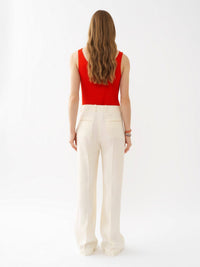 Pantalon large en lin plis marqués - Seedpearl Beige