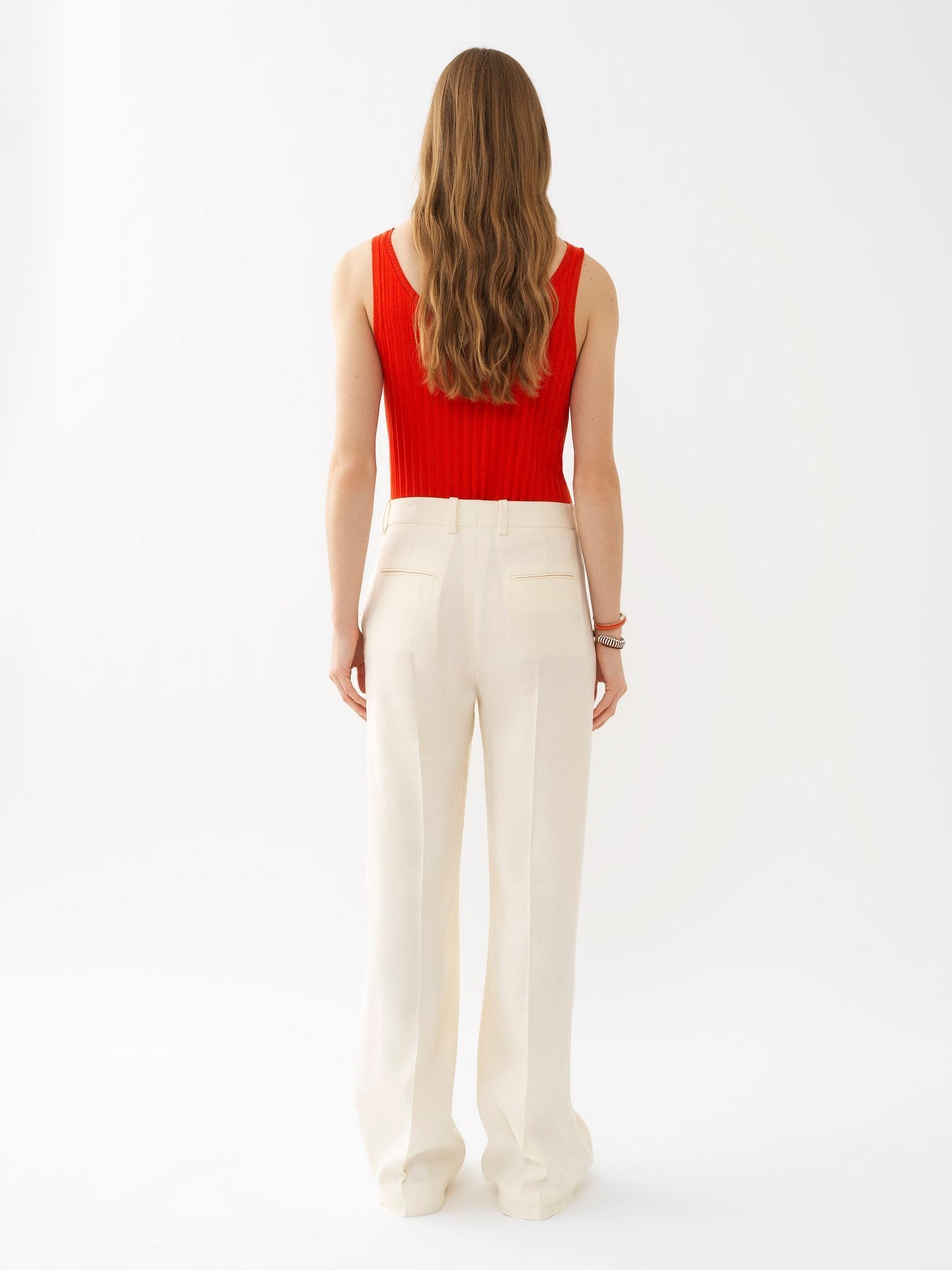 Pantalon large en lin plis marqués - Seedpearl Beige