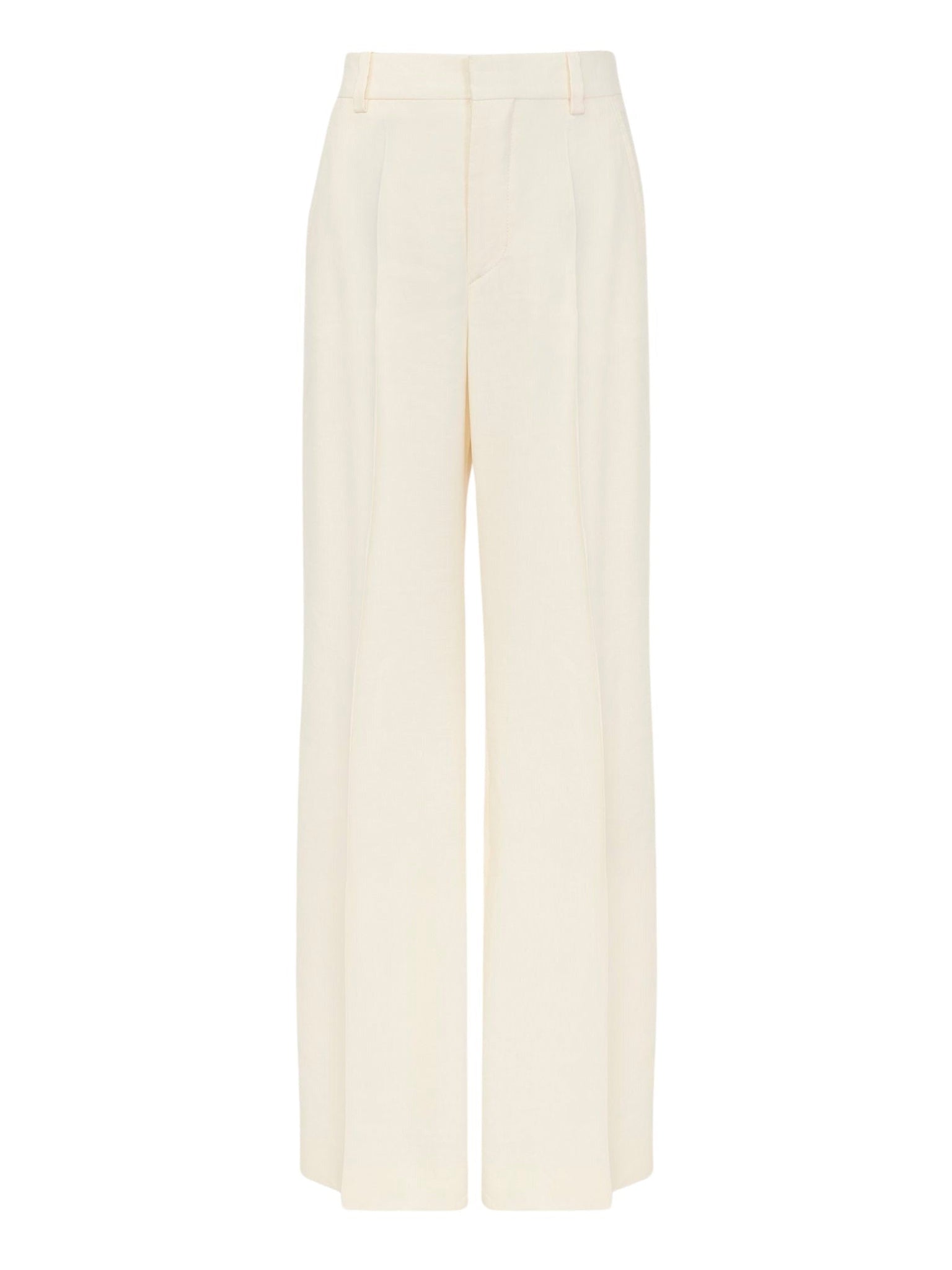 Pantalon large en lin plis marqués - Seedpearl Beige