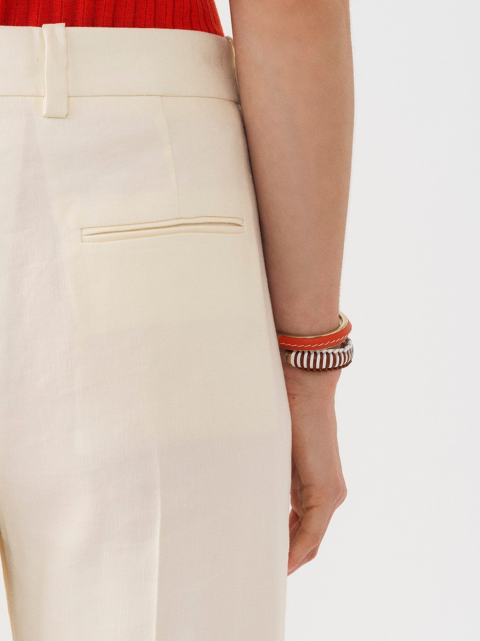 Pantalon large en lin plis marqués - Seedpearl Beige