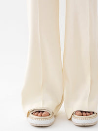 Pantalon large en lin plis marqués - Seedpearl Beige