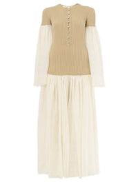 Robe longue froncée en lin et laine - Iconic Milk