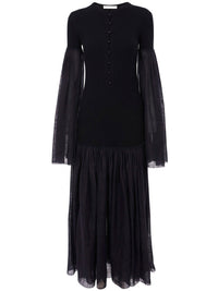 Robe longue froncée en lin et laine - Ink Navy