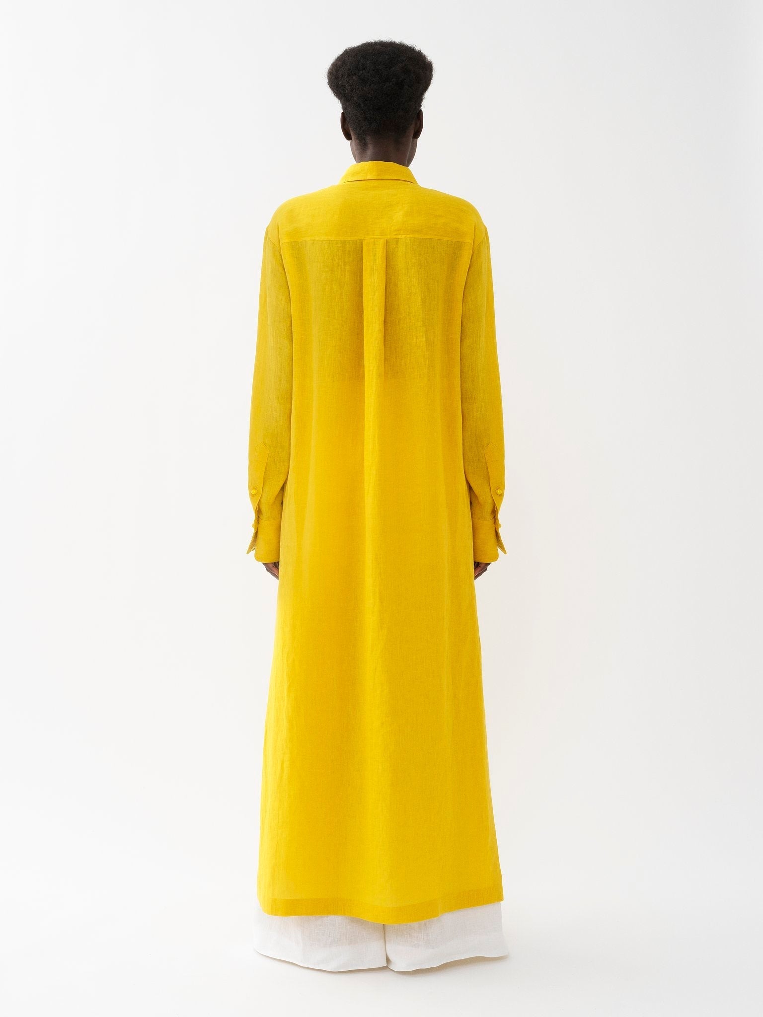Robe chemise en lin - Mustard