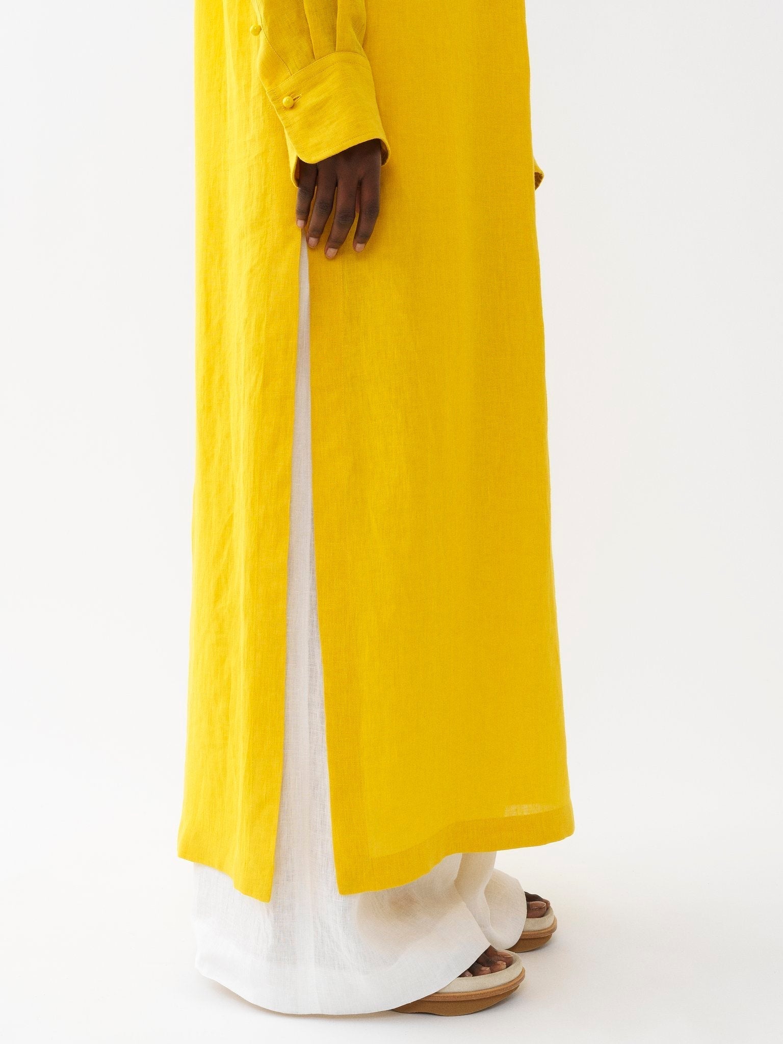 Robe chemise en lin - Mustard