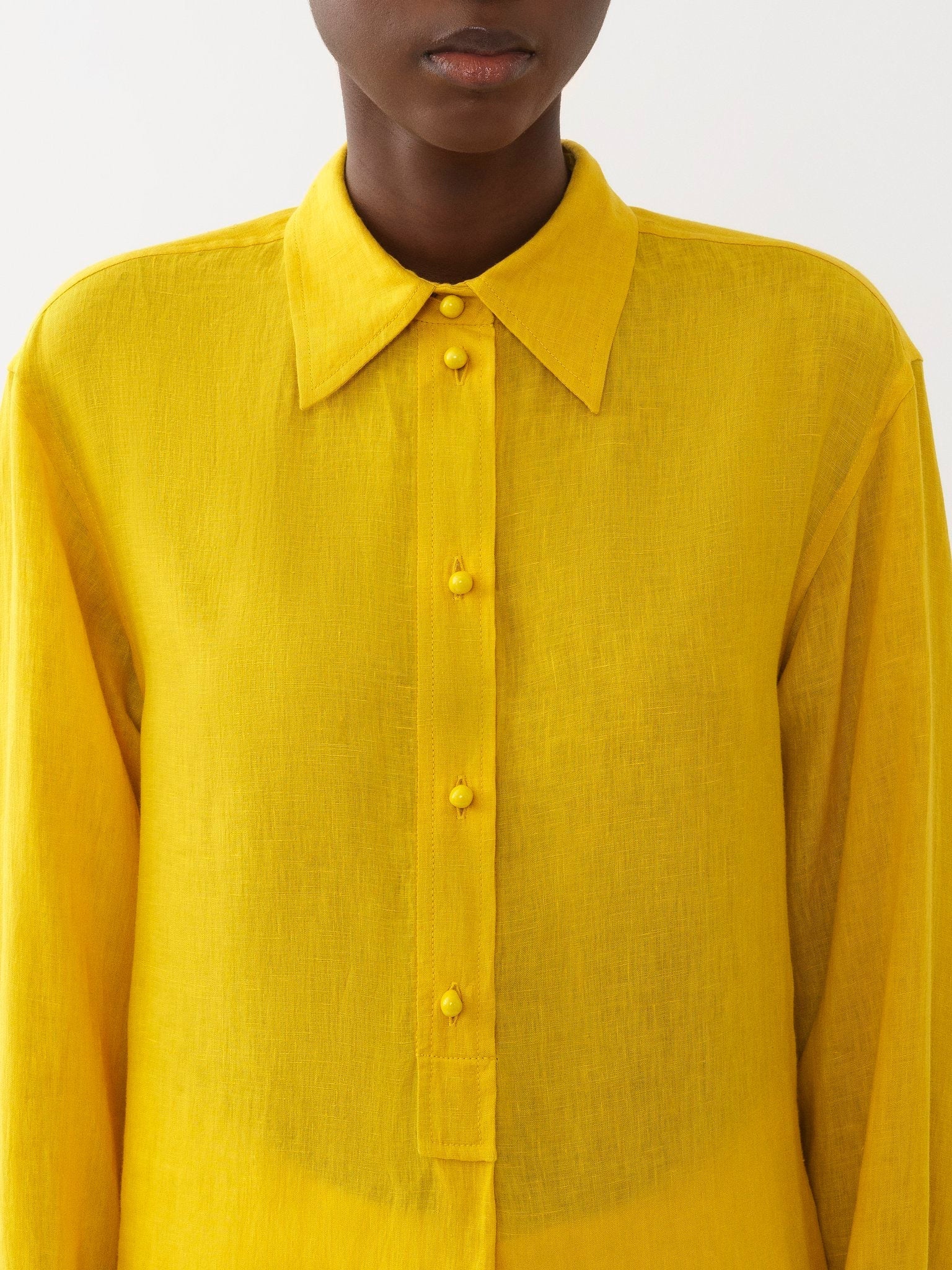 Robe chemise en lin - Mustard
