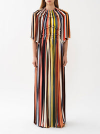 Robe maxi à manches courtes en soie - Multicolor
