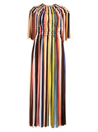 Robe maxi à manches courtes en soie - Multicolor