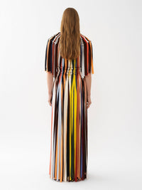 Robe maxi à manches courtes en soie - Multicolor