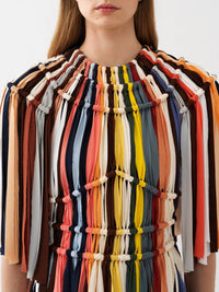 Robe maxi à manches courtes en soie - Multicolor