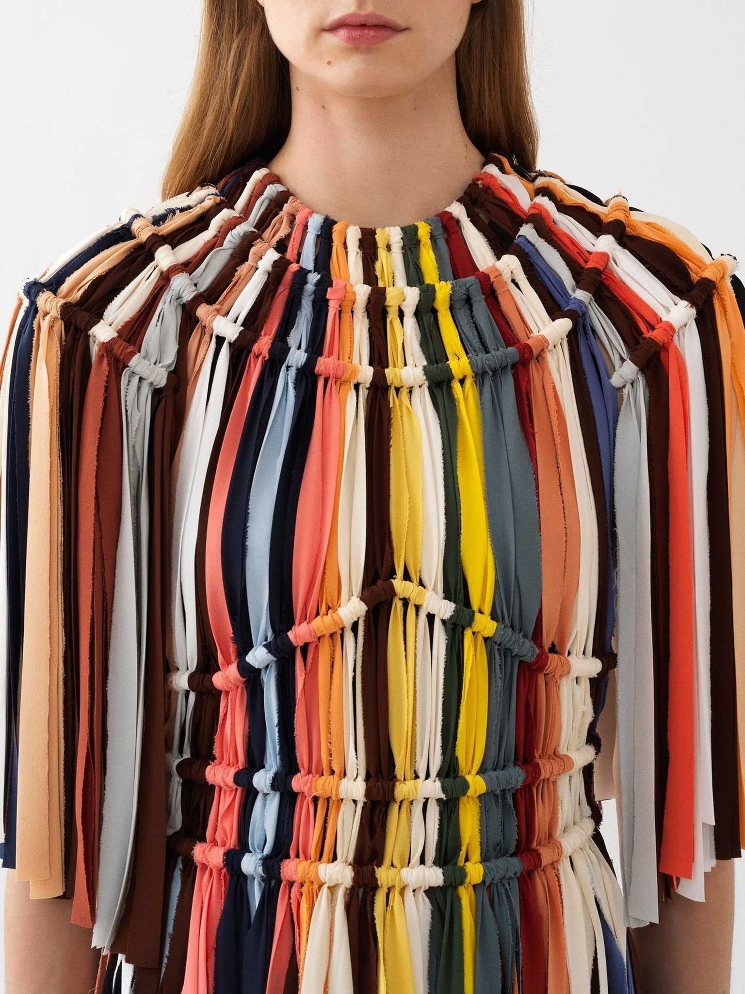 Robe maxi à manches courtes en soie - Multicolor