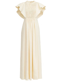 Robe midi smockée en lin - Seedpearl Beige