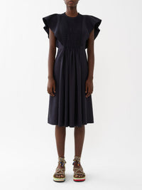 Robe courte smockée en lin - Ink Navy