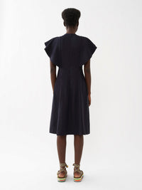 Robe courte smockée en lin - Ink Navy
