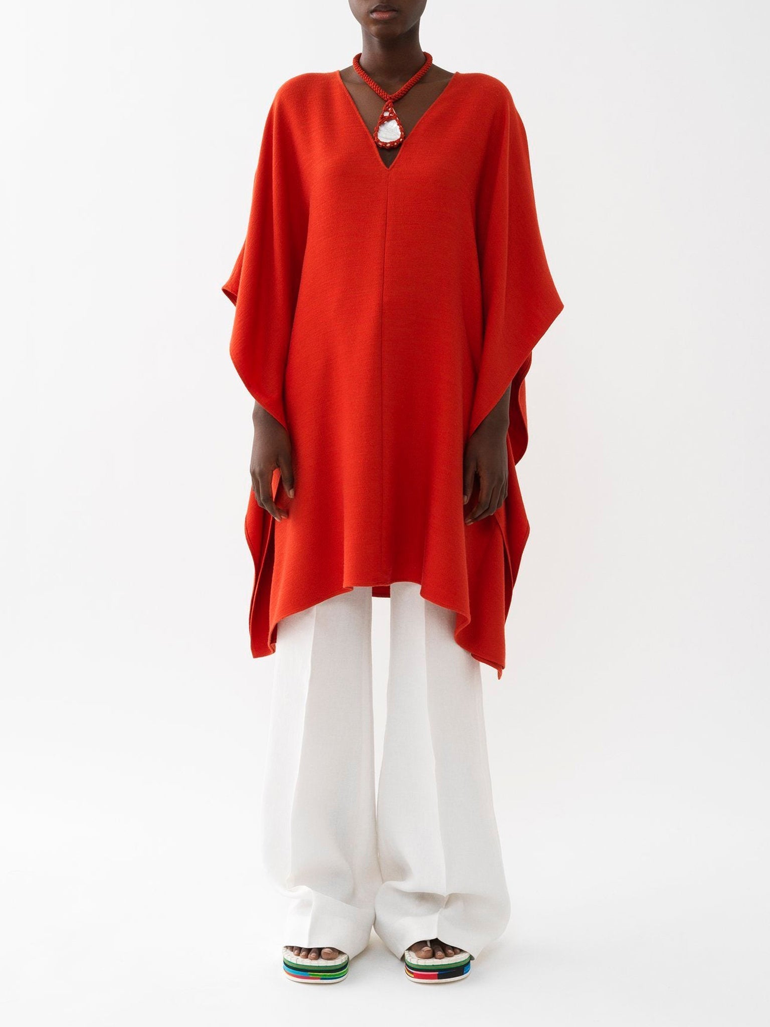 Robe caftan midi en soie - Baroque Orange