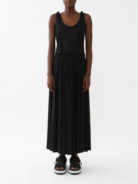 Robe froncée maxi à manches en lin - Black