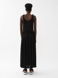 Robe froncée maxi à manches en lin - Black