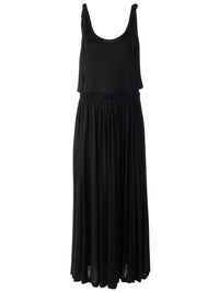 Robe froncée maxi à manches en lin - Black