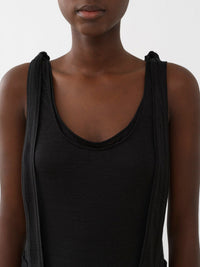 Robe froncée maxi à manches en lin - Black