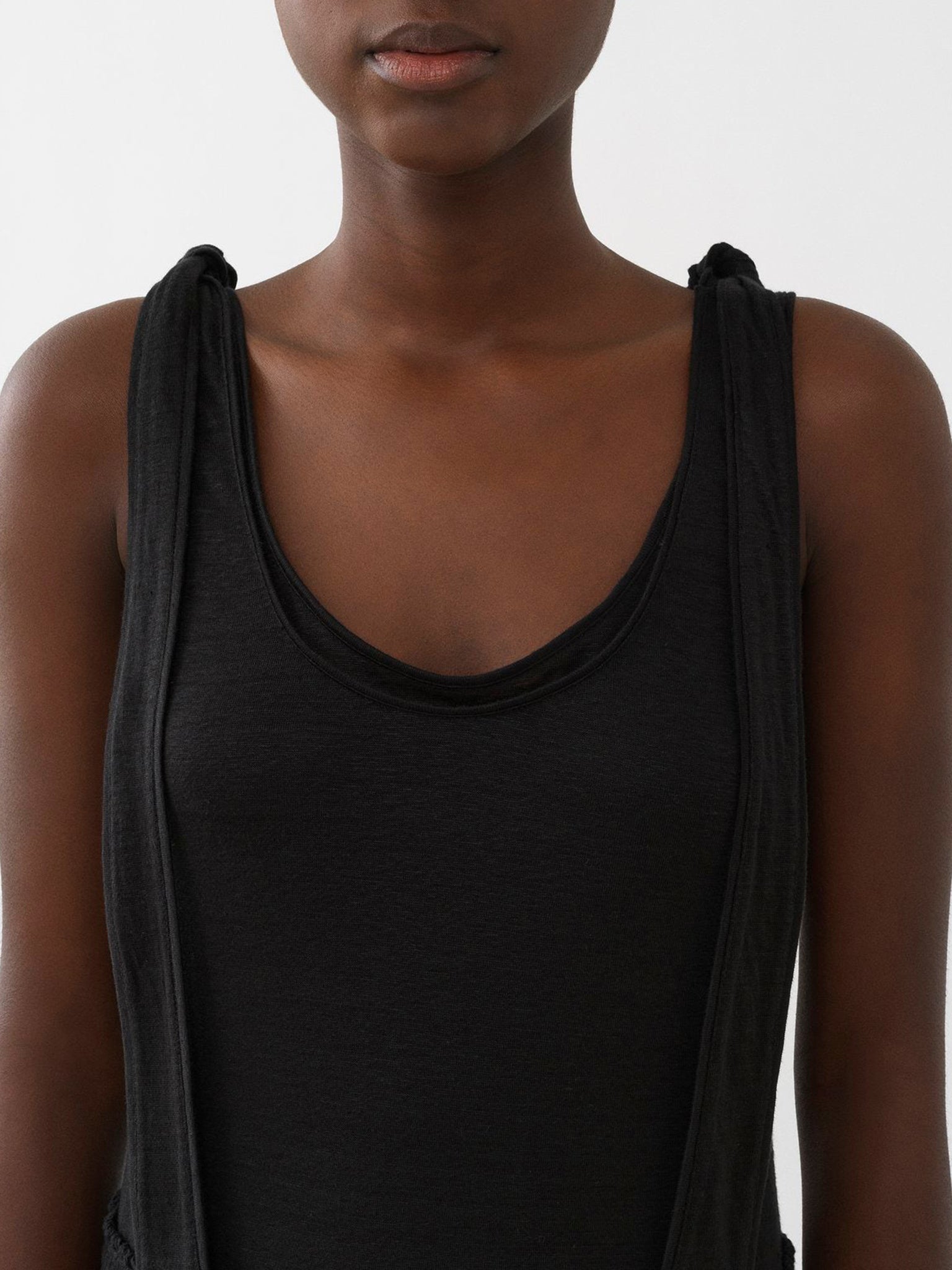 Robe froncée maxi à manches en lin - Black