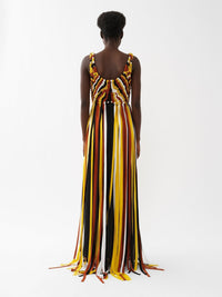 Robe à encolure américaine en soie - Multicolor