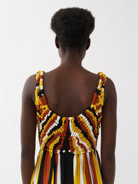 Robe à encolure américaine en soie - Multicolor
