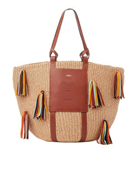 Grand sac panier pompoms Chloé - Sepia Brown