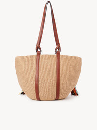 Grand sac panier pompoms Chloé - Sepia Brown