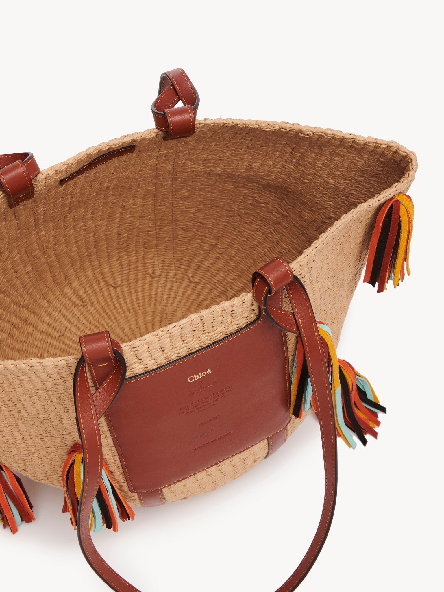 Grand sac panier pompoms Chloé - Sepia Brown