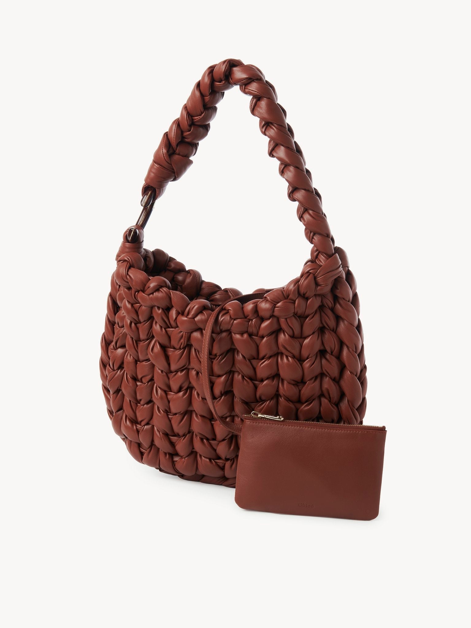 Sac hobo Wooden C en cuir - Sepia Brown