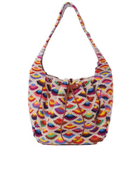 Sac porté épaule Lallo à liens de serrage en laine - Multicolor