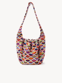 Sac porté épaule Lallo à liens de serrage en laine - Multicolor