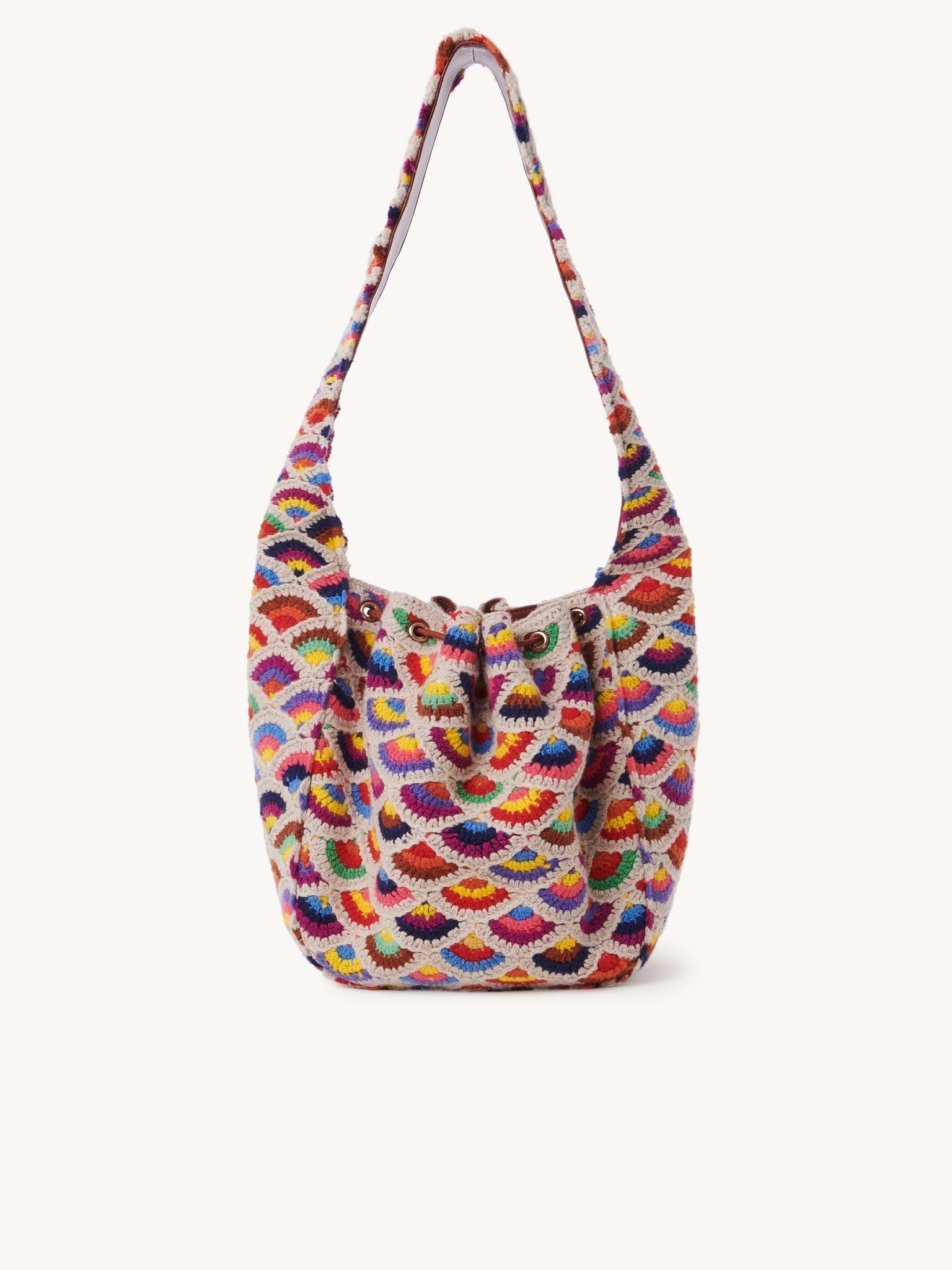 Sac porté épaule Lallo à liens de serrage en laine - Multicolor