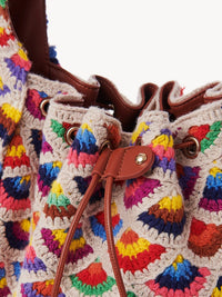 Sac porté épaule Lallo à liens de serrage en laine - Multicolor