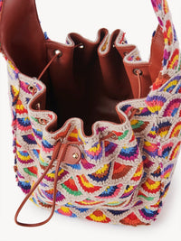 Sac porté épaule Lallo à liens de serrage en laine - Multicolor
