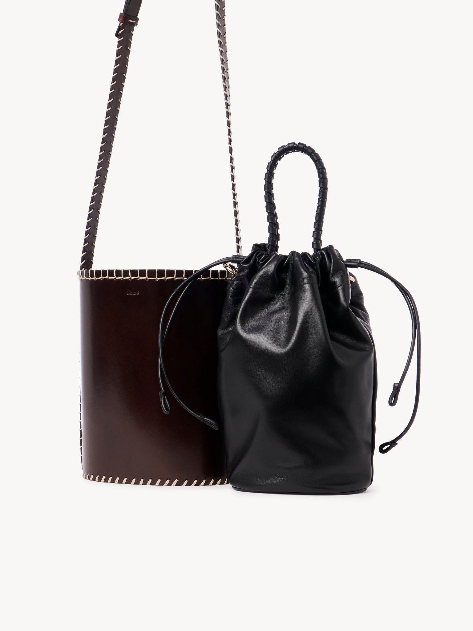 Sac Seau Louela en cuir - Ebony Brown