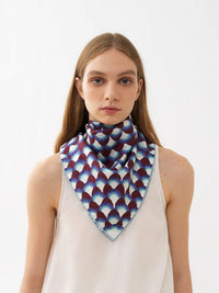 Foulard festons multicolores en soie - Multicolor Purple