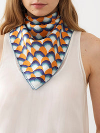 Foulard festons multicolores en soie - Multicolor Yellow