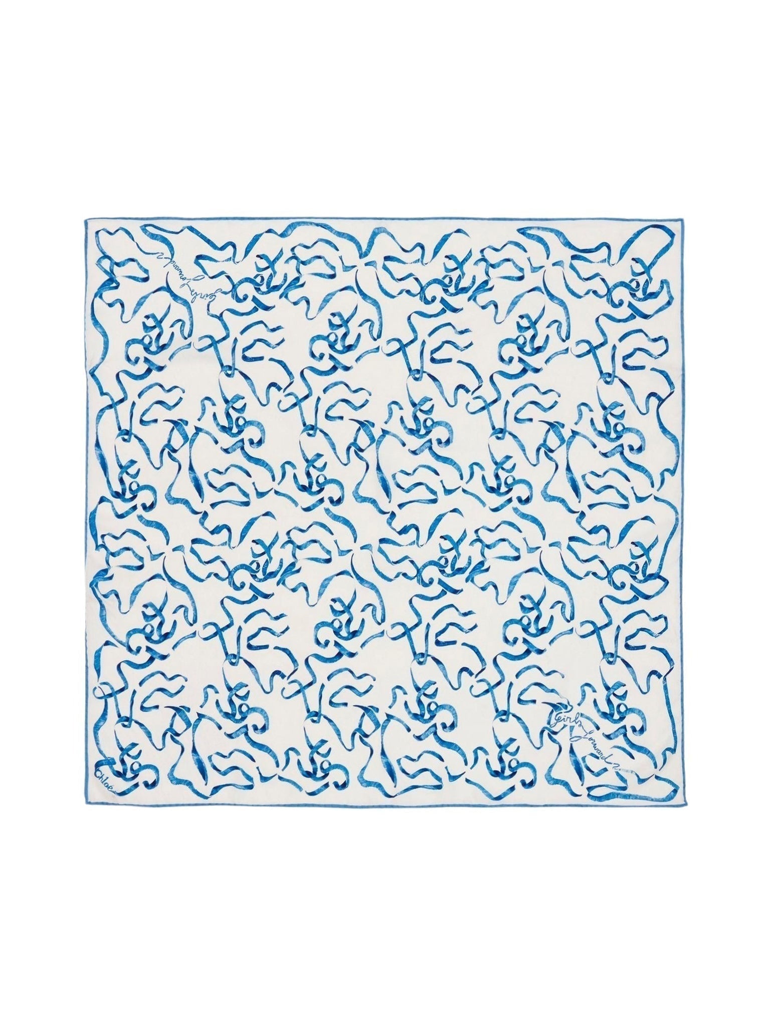 Foulard rubans Chloé x Unicef en soie - White & Blue