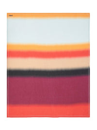 Paréo rayures multicolores en lin - Purple & Blue