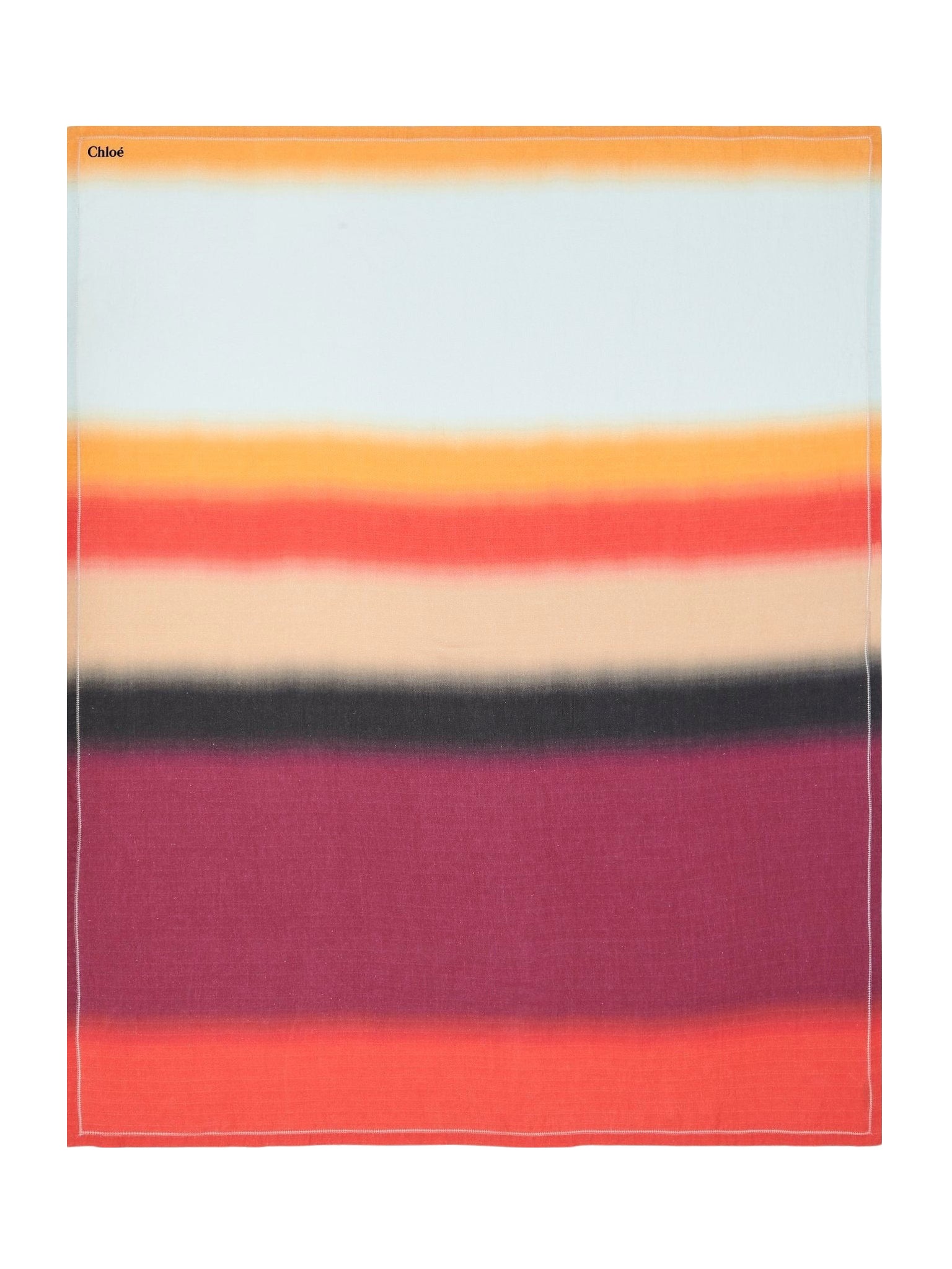 Paréo rayures multicolores en lin - Purple & Blue