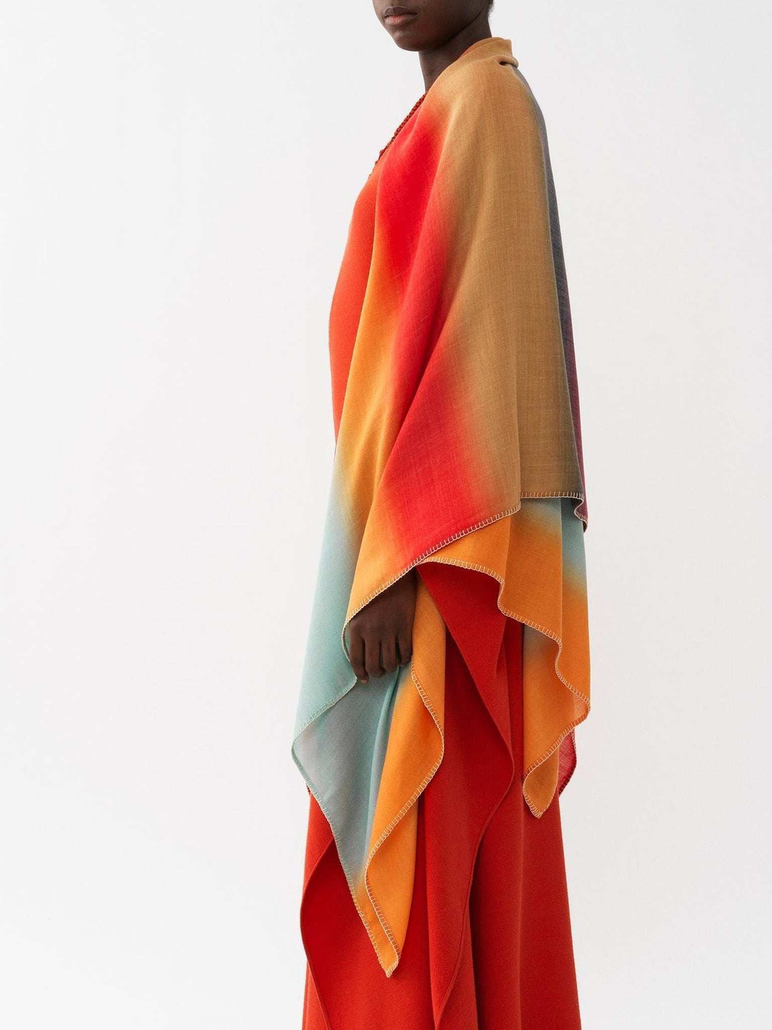 Écharpe oversize rayures multicolores en cachemire - Purple & Blue