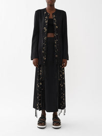 Veste longue lacée en soie - Black