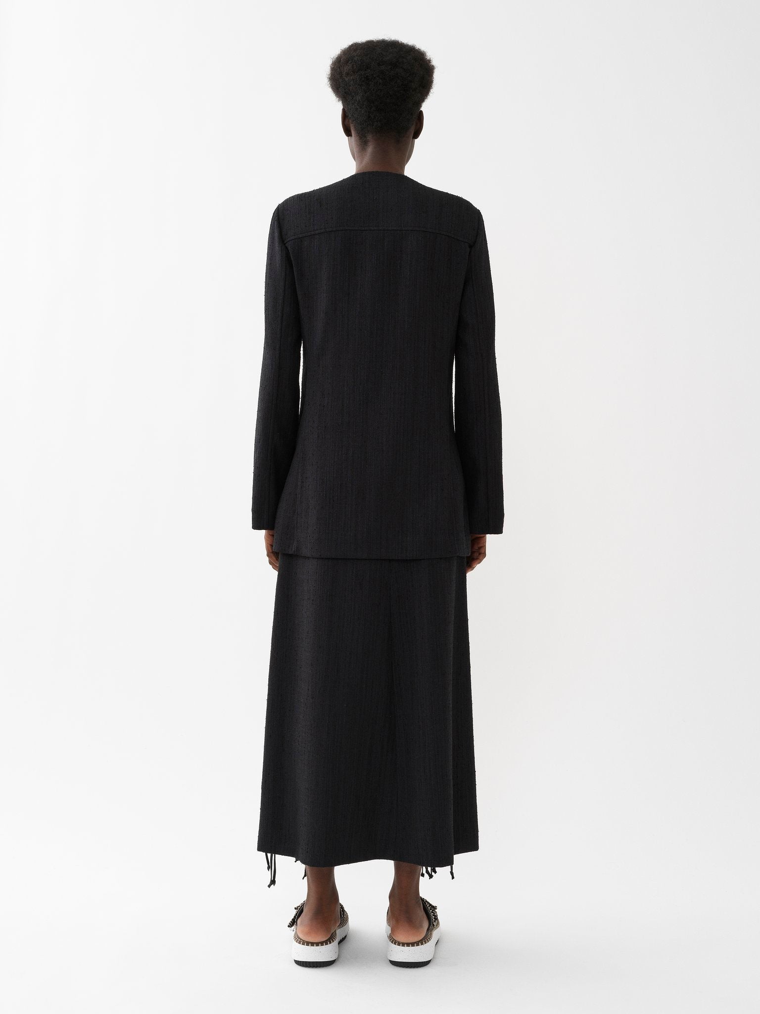 Veste longue lacée en soie - Black