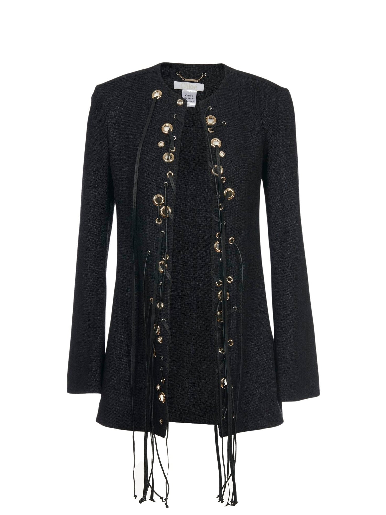 Veste longue lacée en soie - Black