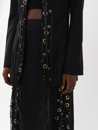 Veste longue lacée en soie - Black
